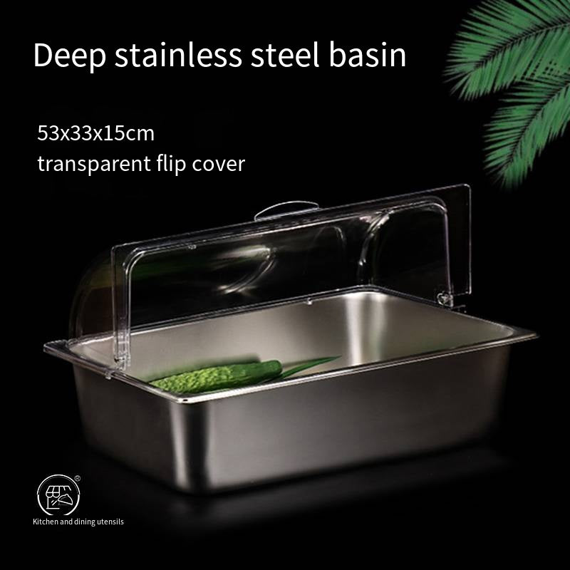 60*40Commercial serving trays with lids made of stainless steel for buffets, cake plates, food and cold dish display plates, rectangular hotel tableware, fruits, pastries, cakes, seafood tasting plates