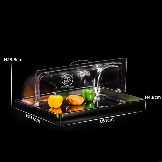 60*40Commercial serving trays with lids made of stainless steel for buffets, cake plates, food and cold dish display plates, rectangular hotel tableware, fruits, pastries, cakes, seafood tasting plates