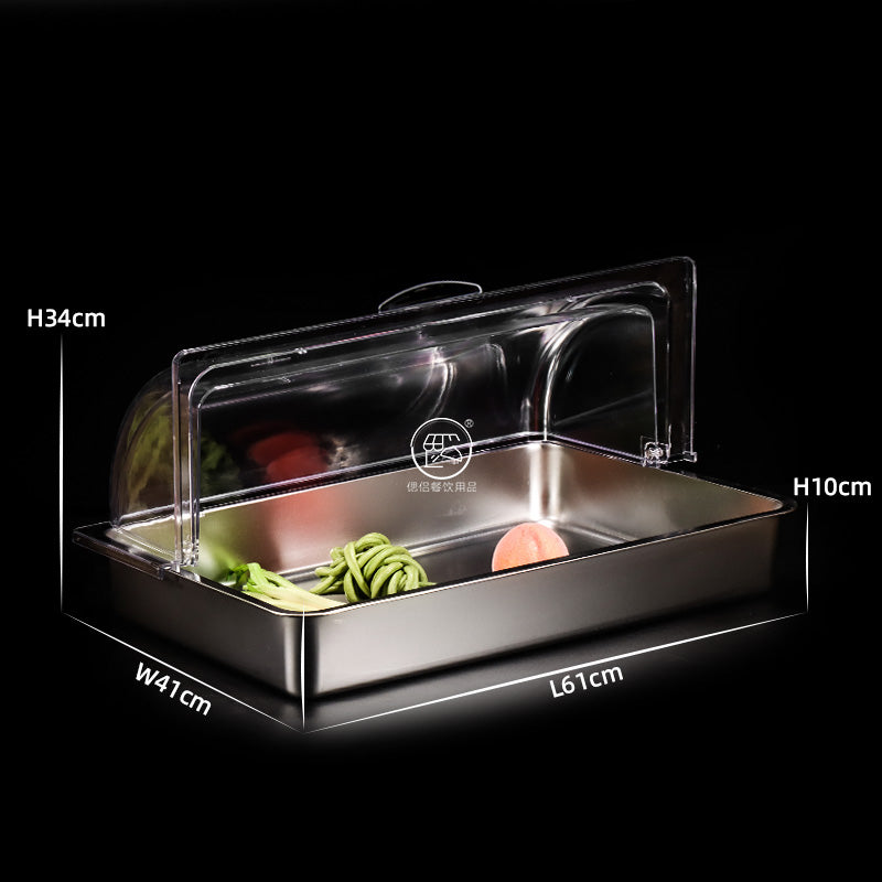 60*40Commercial serving trays with lids made of stainless steel for buffets, cake plates, food and cold dish display plates, rectangular hotel tableware, fruits, pastries, cakes, seafood tasting plates