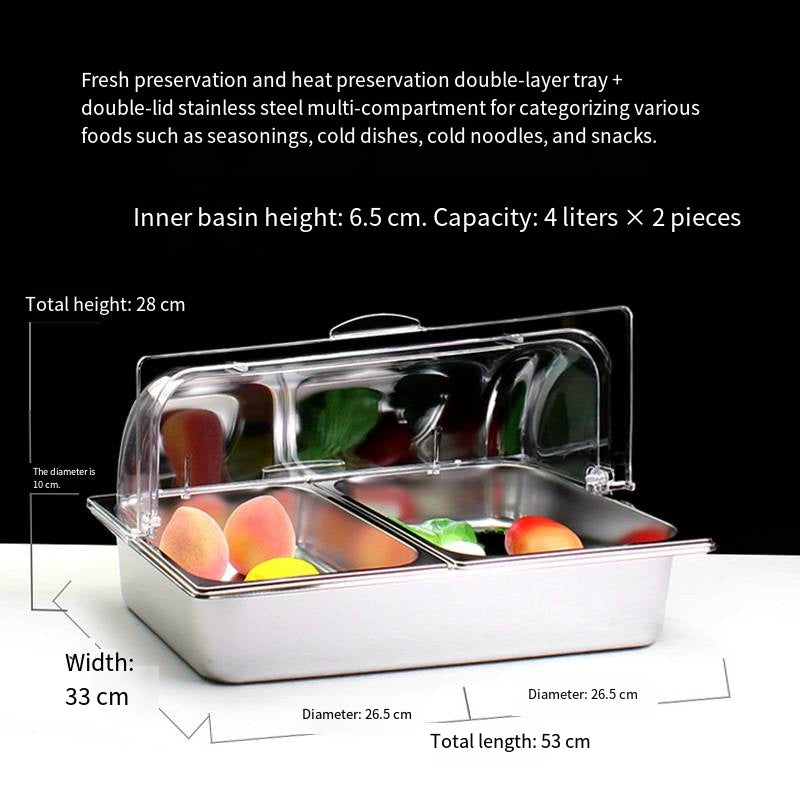 Stainless steel square basin, rectangular flat bottom pan, deep fry pan, pickled food pan, draining pan, buffet serving dish, with lid