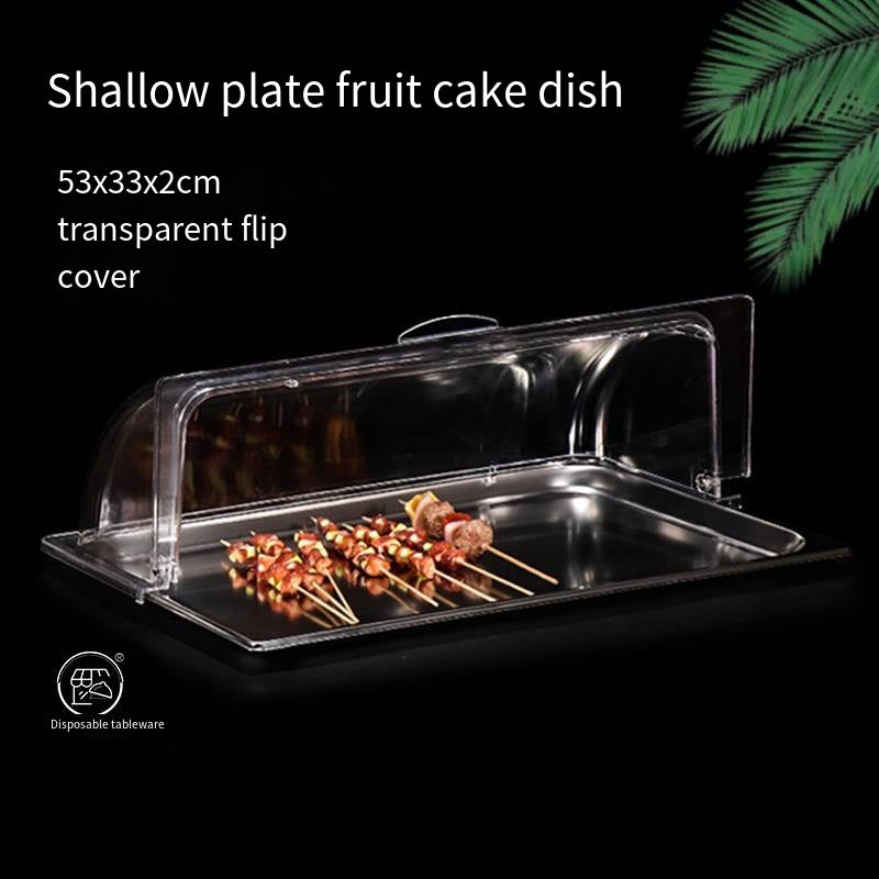 60*40Commercial serving trays with lids made of stainless steel for buffets, cake plates, food and cold dish display plates, rectangular hotel tableware, fruits, pastries, cakes, seafood tasting plates