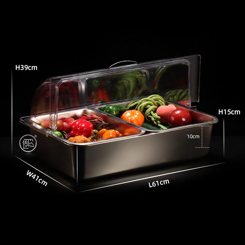 Stainless steel square basin, rectangular flat bottom pan, deep fry pan, pickled food pan, draining pan, buffet serving dish, with lid