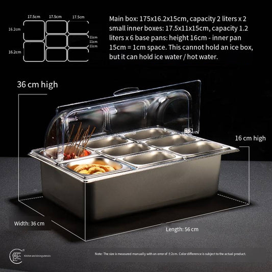 Large size ice box with nine compartments for fresh-keeping, heats water and keeps warm with lid to preventdust and mosquitoes