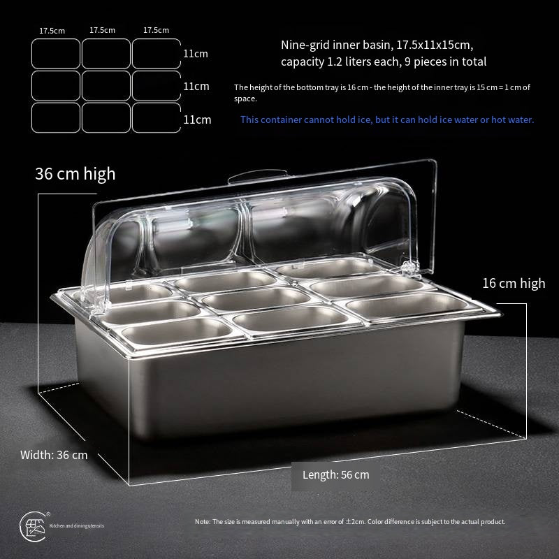Large size ice box with nine compartments for fresh-keeping, heats water and keeps warm with lid to preventdust and mosquitoes