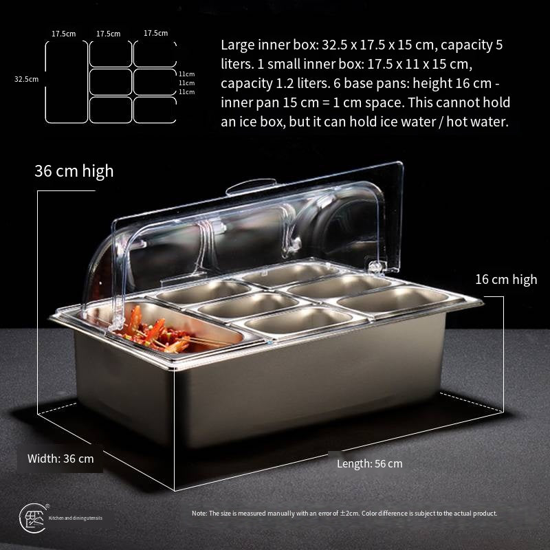 Large size ice box with nine compartments for fresh-keeping, heats water and keeps warm with lid to preventdust and mosquitoes