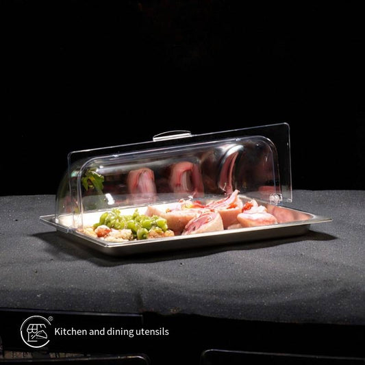1/1 53*33cmTransparent plastic rectangular heating flip lid stainless steel double box cake cover vegetable cover tray lid