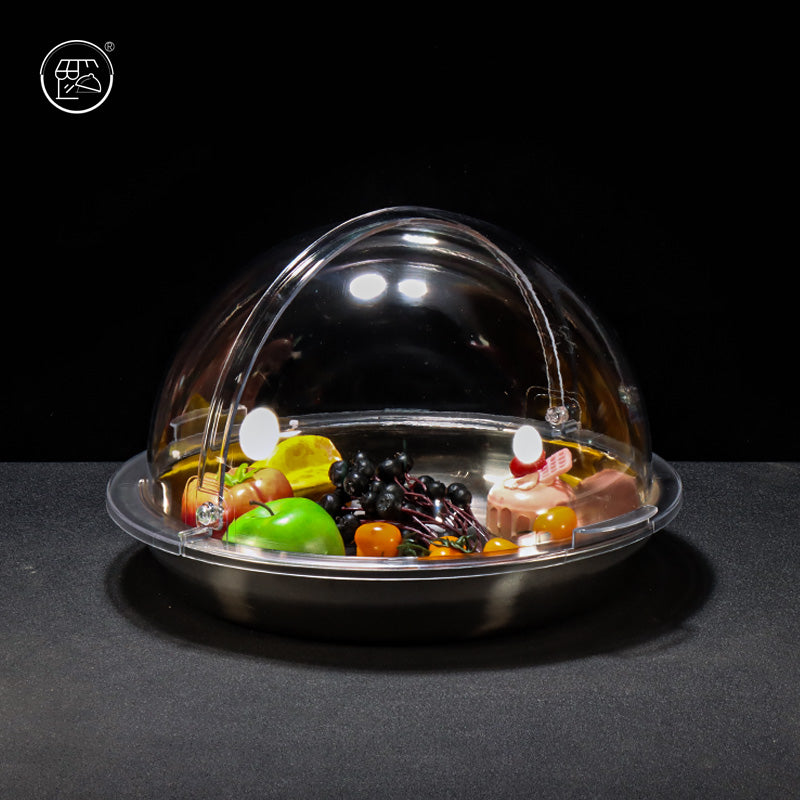 Stainless steel basin for cold dishes, display plate with lid, cold dish and braised dish basin, food-grade supermarket cooking basin, thickened buffet fruit and pastry plate with lid, mosquito-proof