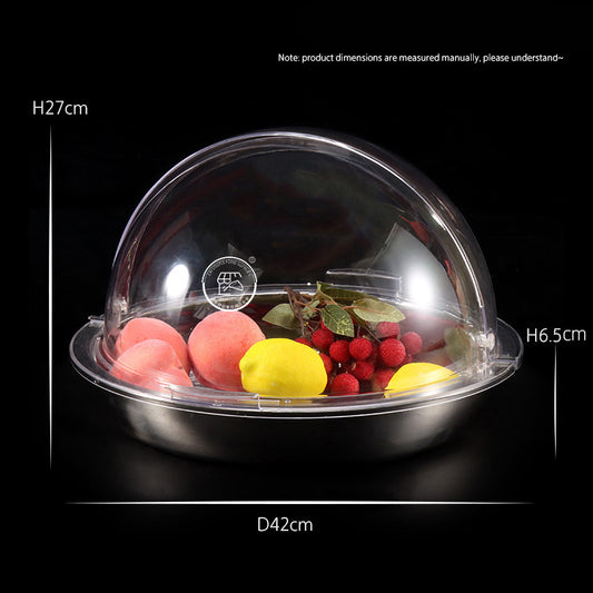 Stainless steel basin for cold dishes, display plate with lid, cold dish and braised dish basin, food-grade supermarket cooking basin, thickened buffet fruit and pastry plate with lid, mosquito-proof