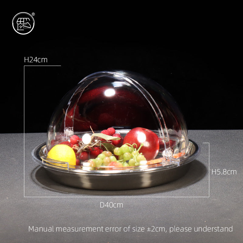 Stainless steel basin for cold dishes, display plate with lid, cold dish and braised dish basin, food-grade supermarket cooking basin, thickened buffet fruit and pastry plate with lid, mosquito-proof